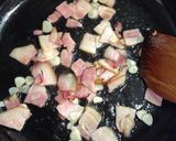 A picture of step 2 of Sautéed Beet Greens with Garlic and Bacon.