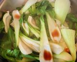 A picture of step 3 of Bok Choy stir-fried with ginger.