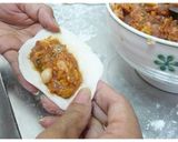 A picture of step 4 of Crispy Dumplings with White Beech Mushrooms and Kimchi Filling.