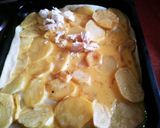 Foto del paso 3 de la receta: Pastel de papas fritas en rodajas, pollo y jamón