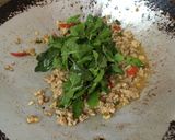 A picture of step 4 of Pad Krapow with Ground Pork and Crispy Fried Egg.