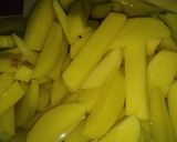 A picture of step 1 of Masala fries.