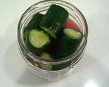 A picture of step 3 of Cucumbers and Sweet Red Pepper Pickles.