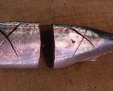 A picture of step 1 of Mackerel Simmered in Miso.