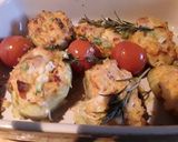 A picture of step 7 of Sig's Tomato and potato mash filled potato boats.
