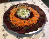 Une image de l'étape 10 de Salade de betteraves et carottes ala burrata,fleurs de thym et d'ail triquetre.