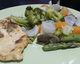 A picture of step 5 of Grilled chicken breast with steamed vegetables.