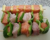 A picture of step 1 of Fish kebabs.
