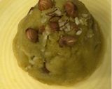 A picture of step 7 of Simple Navratri Thali: Puri, Begun Bhaja & Halwa.