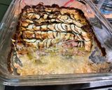 Une image de l'étape 15 de Gratin de courgettes et pommes de terre au lomo et roquefort.