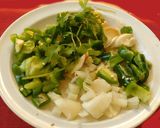 A picture of step 1 of Cluster beans koottu mixed with rice.