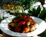 Hình bước làm 3 của món Mì căn kho nấm rơm chay