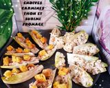 Une image de l'étape 5 de Endives carmines surimi fromage et thon fromage croûtons.