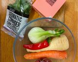 A picture of step 1 of Root veg pakoras.