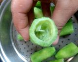 A picture of step 3 of Bharva Bharela karela.