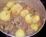 A picture of step 2 of Mbuzi wet fry with rice.