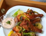 A picture of step 3 of Chicken 65.