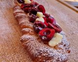 Foto del paso 23 de la receta: Trenza de brioche hojaldrado con crema y cerezas