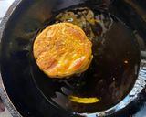 A picture of step 7 of Aubergine dipped in Besan or Chickpea flour / Pur Bhora Begun Bhaaja in Thakurbari style.