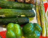 A picture of step 1 of Stir-Fried Bell Peppers, Squash, and Mushrooms.