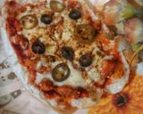 A picture of step 9 of Bun Boat pizza 🍕(microwave).