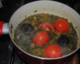 A picture of step 9 of Azerbaijani Ghormeh sabzi or herb stew.