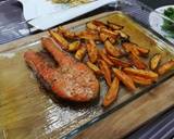 Dried Scallop Pasta With Baked Salmon Steak And Baked Sweet Potato In Coconut Oil recipe step 4 photo