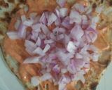 A picture of step 5 of No meat Tikkie stuffed naan with mayo-ketchup layering.