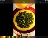 A picture of step 3 of Spicy Lady finger with besan.