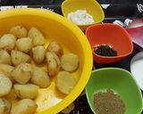 A picture of step 1 of Kashmiri Dum Aloo.
