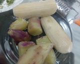 A picture of step 1 of Raw Banana sweet potato cutlets.