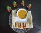 A picture of step 15 of Jini dosa with sambhar.