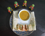 A picture of step 15 of Jini dosa with sambhar.