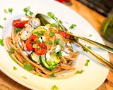 Pas rețetă Paste integrale cu pui și legume 1 fotografie
