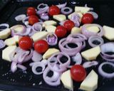 A picture of step 1 of Fish with roasted vegetables.