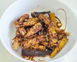A picture of step 7 of Spanish eggplants with molasses.