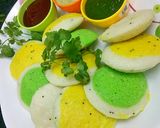 A picture of step 2 of Tri colour idli.