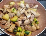 Foto del paso 1 de la receta: Salteado de pollo con calabacín, garbanzos y champiñones