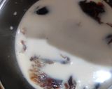 A picture of step 1 of Khajoor coconut peda.