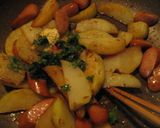 A picture of step 4 of Potatoes and Sausages with Herb Lemon Butter.