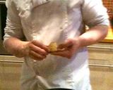 A picture of step 2 of Arancini ai formaggi - deep-fried, risotto balls with melting cheese middle.