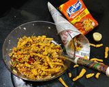 A picture of step 3 of Kurkure Bhel.