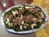 Thịt trâu xào rau muống