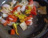 A picture of step 3 of Pumpkin Flowers Fried Rice.