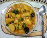 A picture of step 5 of Dahi Aloo.