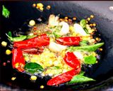 A picture of step 2 of Beerakaya Thokku Pachadi or Khatti Torai Ke Chilke ki Chutney.