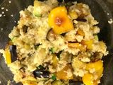 Cordero horneado, cous cous con vegetales