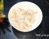 A picture of step 1 of Prawns manchurian.