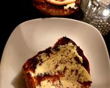 A picture of step 2 of My Hot Sandwich cheese topped Toasted Barm with Chicken etc 🥰.