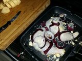 Muslos y caderas de pollo rellenos de carne